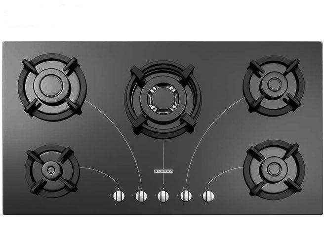 اجاق گاز 5 شعله شیشه ای مدل G5958 استیل البرز