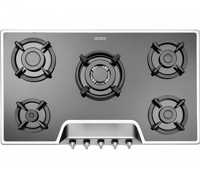 اجاق گاز 5 شعله شیشه ای مدل G5951 S استیل البرز